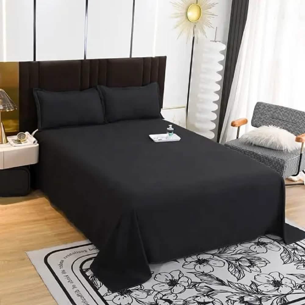 طقم ملاية سرير مايكروفايبر، 240*220 سم - أسود