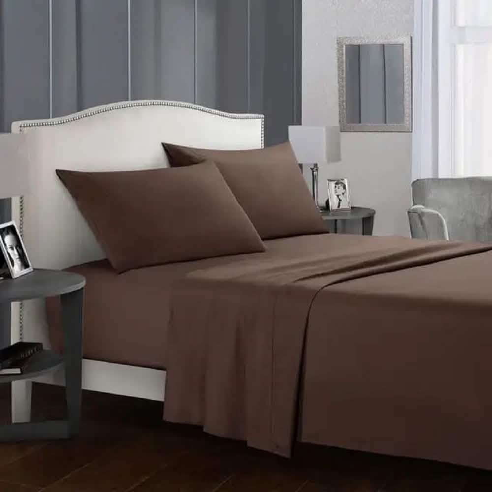 طقم ملاية سرير مايكروفايبر، 240*220 سم - بني
